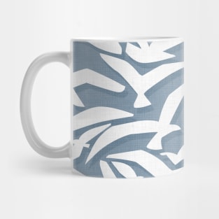 Abstract Seagulls on Vintage Blue Mug